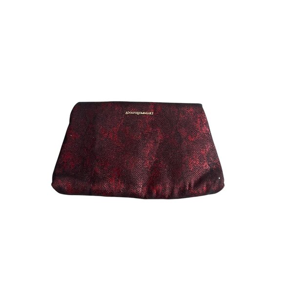 ADOLFO DOMINGUEZ Red Black Snake Print Envelope Clutch Handbag - Picture 8 of 9